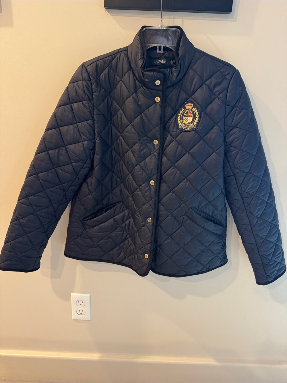 Ralph Lauren Navy Quilted Crest  Barn Jacket